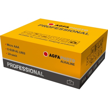 Batterie AGFAPHOTO AAA LR03 1.5V Micro Alkaline Prof., Retail Box (10-Pack)