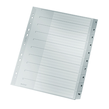 Register Leitz 1280 A4 1-10 grau 1-10 Kunststoff , Volle Höhe
