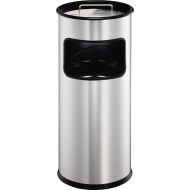 Papierkorb Durable 333023 schwarz Metall mit Ascher rund , 17l
