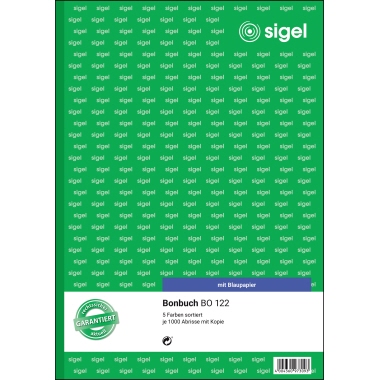 Bonbuch Sigel BO122 A4 5x1000Abr sort Iert