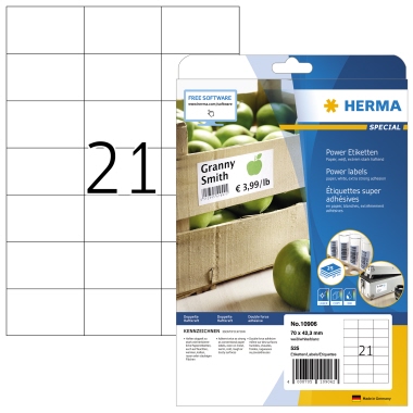 Etikett Herma 10906 70,0x42,3mm weiß Power-inkjet-, Laser- U. Kopier