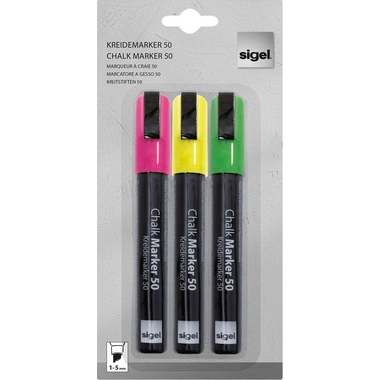 Kreidemarker Sigel BA182 abwischbar sort Pink, Grün, Gelb