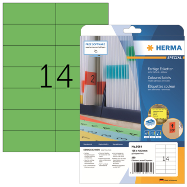 Etikett Herma 5061 105,0x42,3mm grün Inkjet-, Laser- U. Kopier