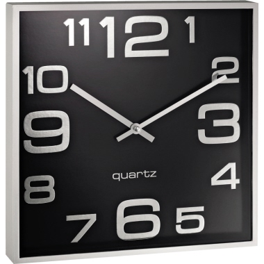 Wanduhr ALCO 187 analog quadratisch schw 28x28cm Arz / Silber