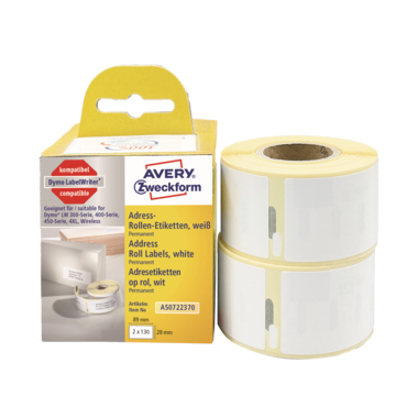 Etikett Avery Zweckform AS0722370 89x28mm weiß 2x130 St.