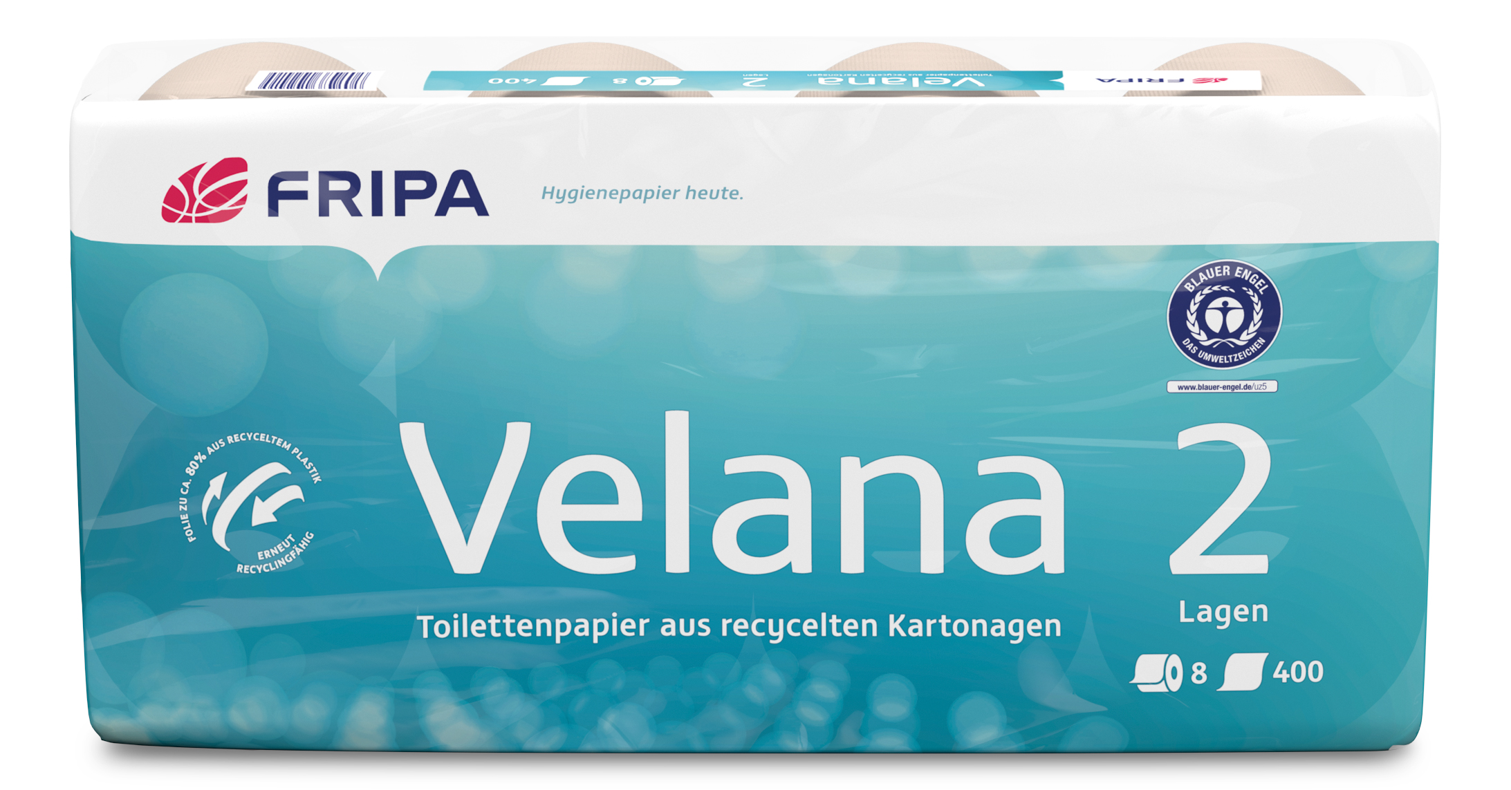 Toilettenp. Fripa 2-lg. 8x400 Bl. braun Velena recycling
