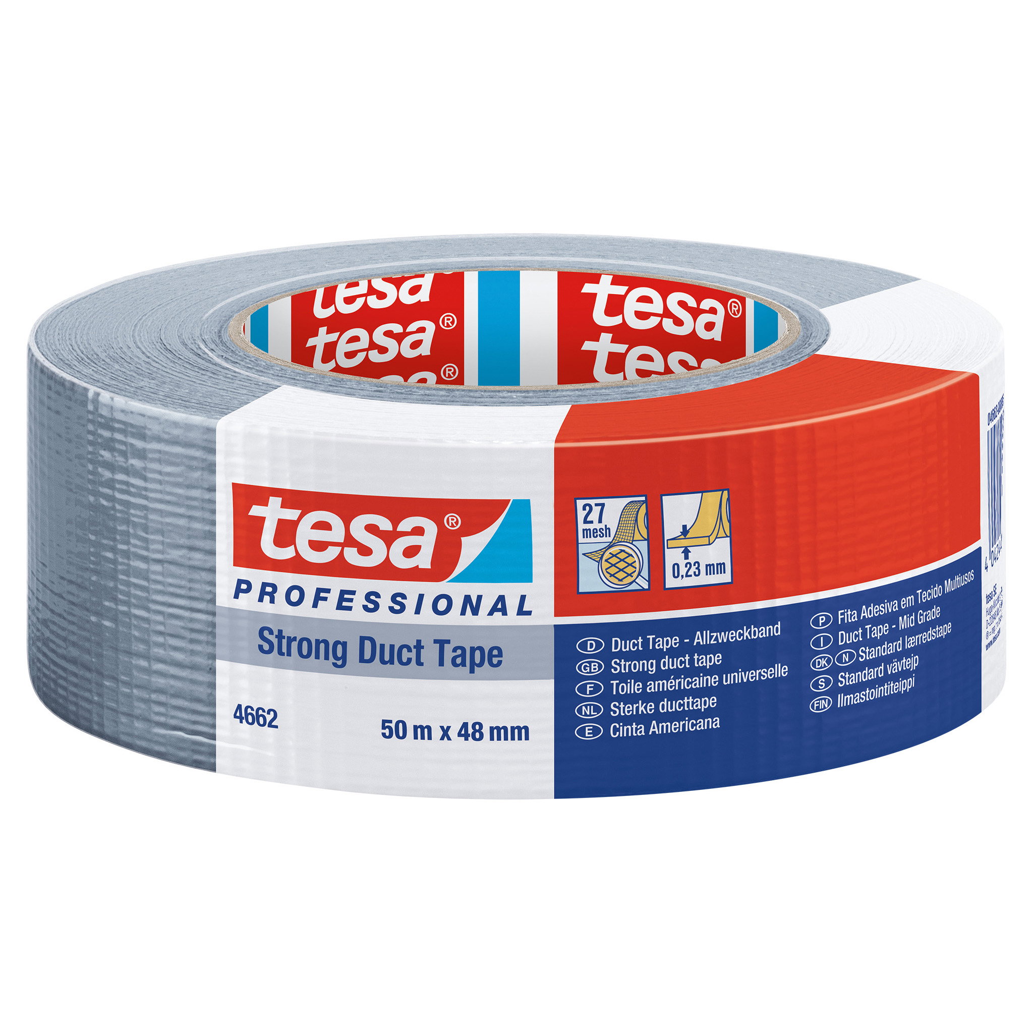 Gewebeband Tesa 4662 50mx48mm silber matt, Strong Duct Tape