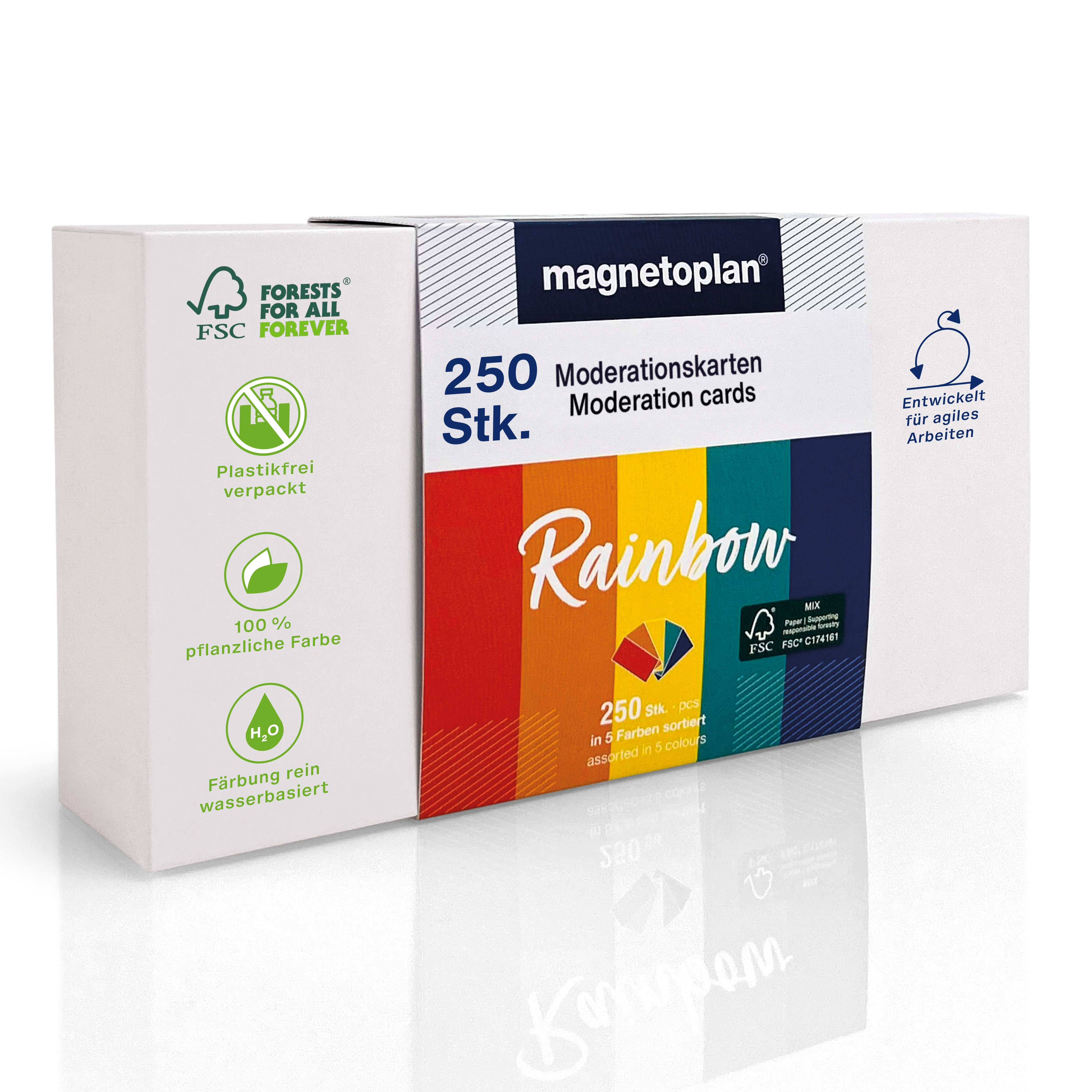 Moderationskarte magnetoplan® Rainbow 20x10cm 250 Stück