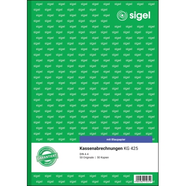 Kassenabrechnung SIGEL KG425 A4 2x50 Blatt