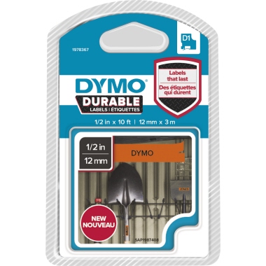 Schriftband Dymo 78367 schwarz/orange 12mm X 3m Vinyl Ab 2017 Lieferbar