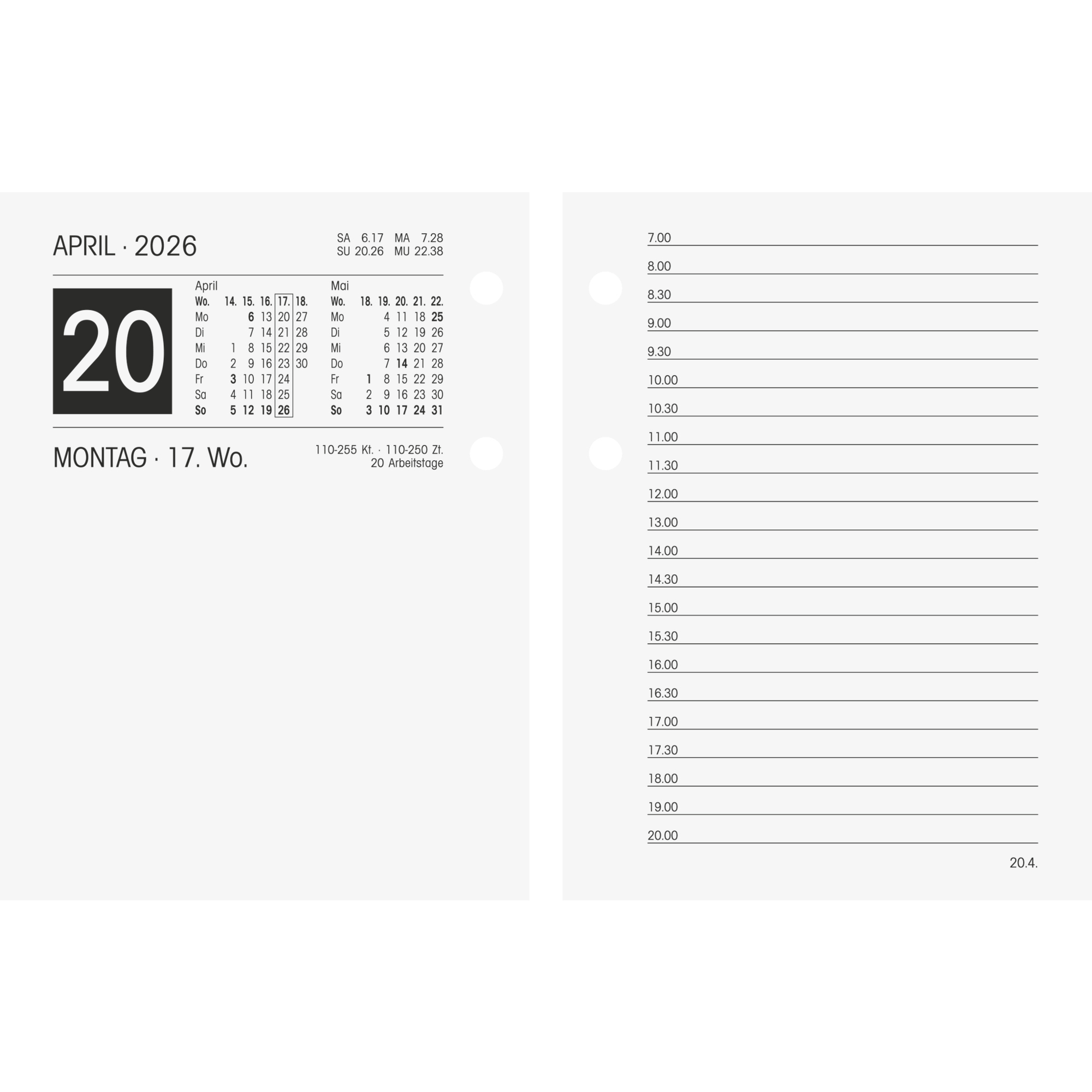 Umlegekalender klein 8x11 cm 