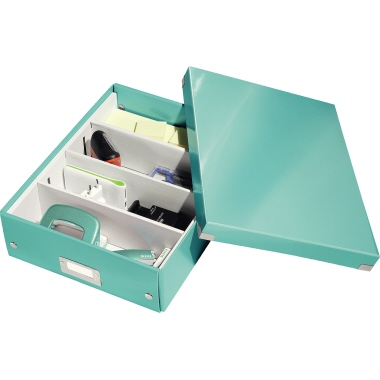 Ablagebox Leitz 6058 WOW C&S eisblau Click & Store mit Druckknöpfen, 4 Fächer