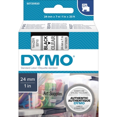 Schriftband Dymo 53710 transp./schwarz Breite 24 Mm, Länge 7 M