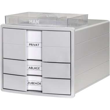 Schubladenbox HAN 1017 A4 3F lgrau inkl. Einsatz