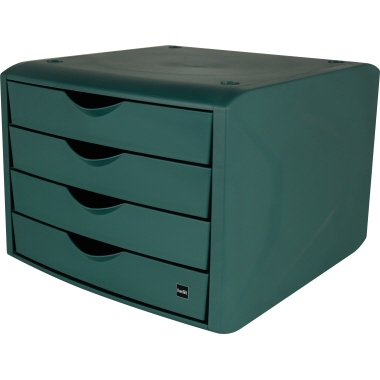 Schubladenbox Helit H6429552 A4 4F grün chameleon