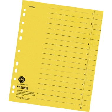 Trennblatt Falken 80001670 A4 230g gelb durchgefärbt