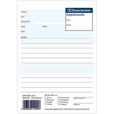 Gesprächsnotiz Soe 1115 A5 50 Blatt 