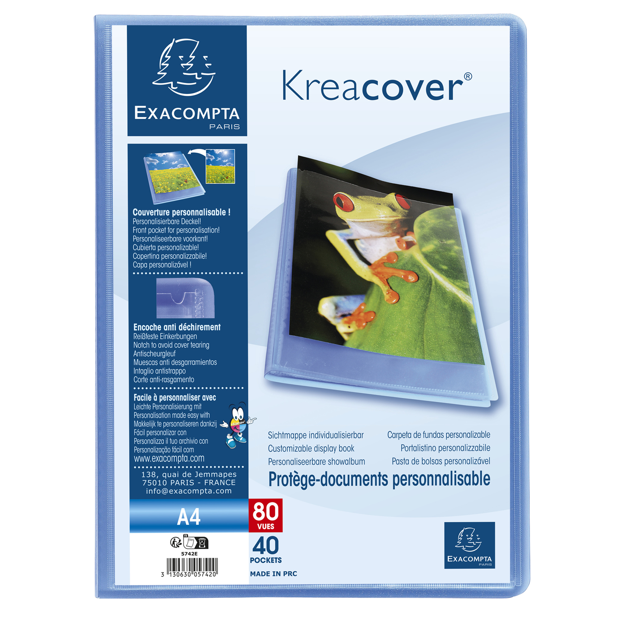Sichtmappe Exacompta 5762E A4 blau 60 Hüllen