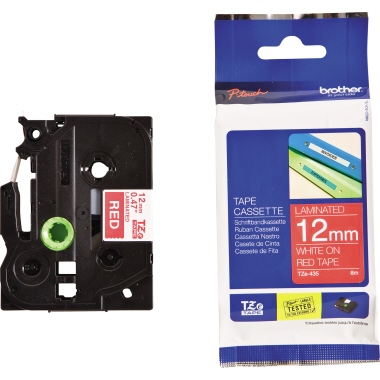 Schriftband Brother TZe-435 rot/weiß 12mm x 8m