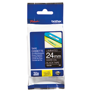 Schriftband Brother TZe-355 schwarz/weiß 24mm x 8m
