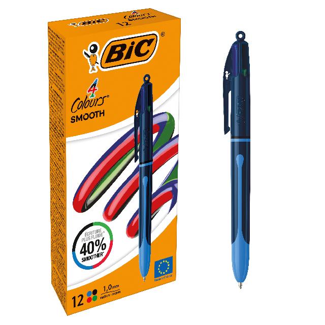 Druckkugelschreiber 4 farb. BIC 524095 Schaftfarbe Drop dkl- und hellblau