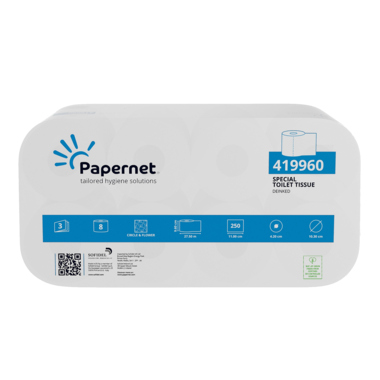 Toilettenp. Papernet Special 419960 3lg. weiß, 8 Rollen je 250Blatt