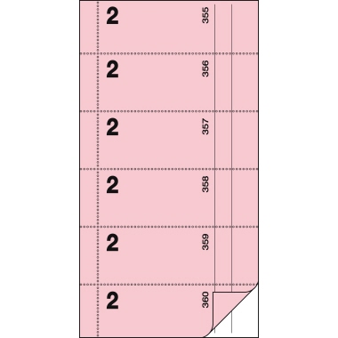 Bonbuch Sigel BO002 10,5x20 rosa Mit Kellnernummer 2