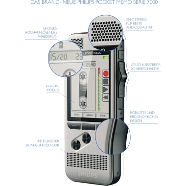 Diktiergerät Philips Pocket Memo DPM7200 Ink. Speechexec