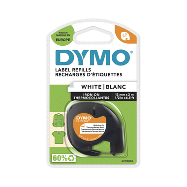 Etiketten Dymo Letra Tag S0718850 weiss Schwarz Auf Weiss , Lt Band, Aufbügelbar