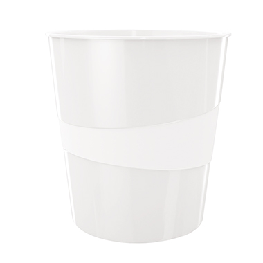 Papierkorb Leitz WOW 52781001 15l perlweiß