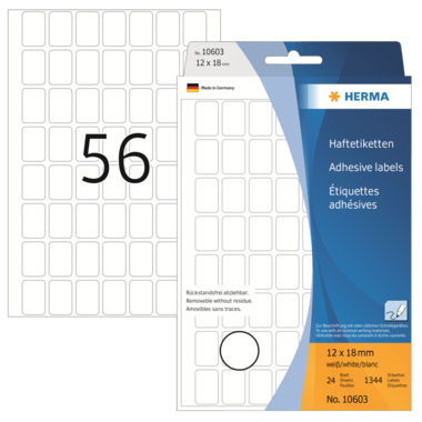 Etikett Herma 10603 12x18mm weiß vielzweck, ablösbar