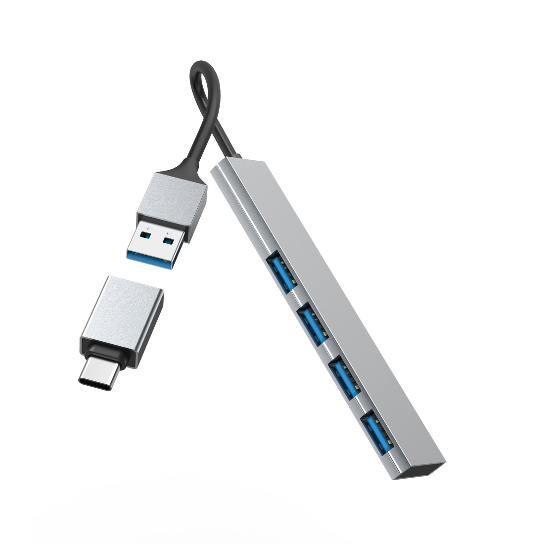 USB-Hub Hama 4 Ports USB 3.2 Gen1 5 Gbit/s, inkl. USB-C-Adapter