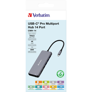 USB-C Hub Verbatim 32154 14-Port USB 3.2 Gen 1 Cmh-14