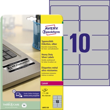 Etikett Avery Zweckform L6012-20 96x50,8mm silber 200 St.