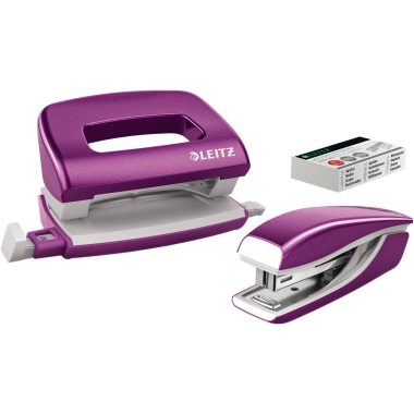 Heftgerät und Locher Set Leitz 5561 Mini violett new nexxt Wow