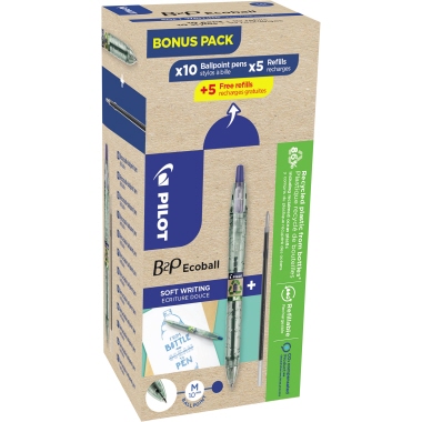 Kugelschreiber Pilot Ecoball Greenp. bl B2p 10 Schreiber + 10 Minen