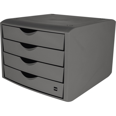 Schubladenbox Helit H6429582 A4 4F grau chameleon