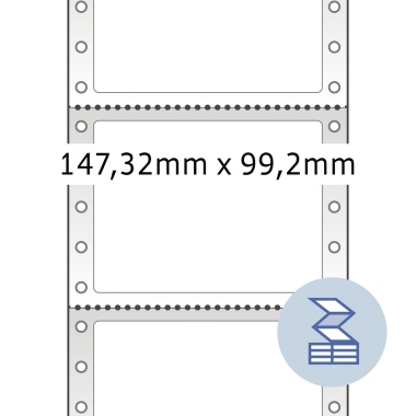 Etikett Herma 8292 147,32x99,2mm weiß Computer, 1bahnig, Perforiert