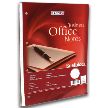 Briefblock Landré A4 100Bl. 60g kariert 100050253, 4fach Gelocht