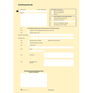Postzustellungsurkunden RNK 2046 