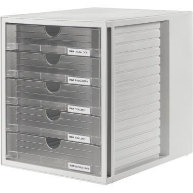Schubladenbox Han 1450 5 Schubl. transpa Rent / Grau