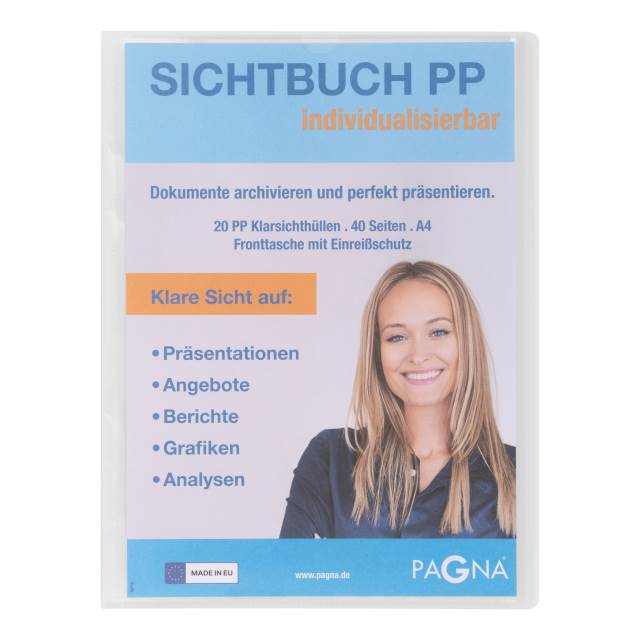 Sichtbuch Pagna 21011 A4 blau PP Office mit Fronttasche 