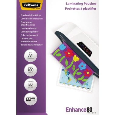 Folientasche FELLOWES A4 216X303mm 80my matt 100St./Pack