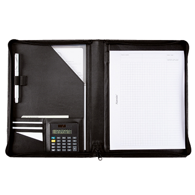 Schreibmappe Alassio Catana 30055 A4 sw Schwarz, GROßES Einschubfach Für Din -un