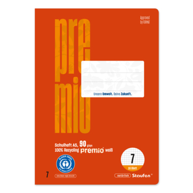 Schulheft Staufen 040780007 A5 kariert 16 Blatt, Lineatur 7, Rot