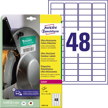 Etikett Avery Zweckform L7911-10 45,7x21,2mm weiß 480 St.
