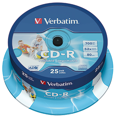 CD-R Verbatim 700MB 80Min 25er Sp Ink-Pr Indel Inkjet-printable 43439 CD-R Verbatim 700MB 80Min 25er Sp Ink-Pr Indel Inkjet-printable 43439