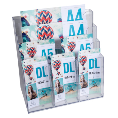 Tischprospekthalter Exacompta 74258D A4, A5, Dl, kristallklar, 4-12 Fächer